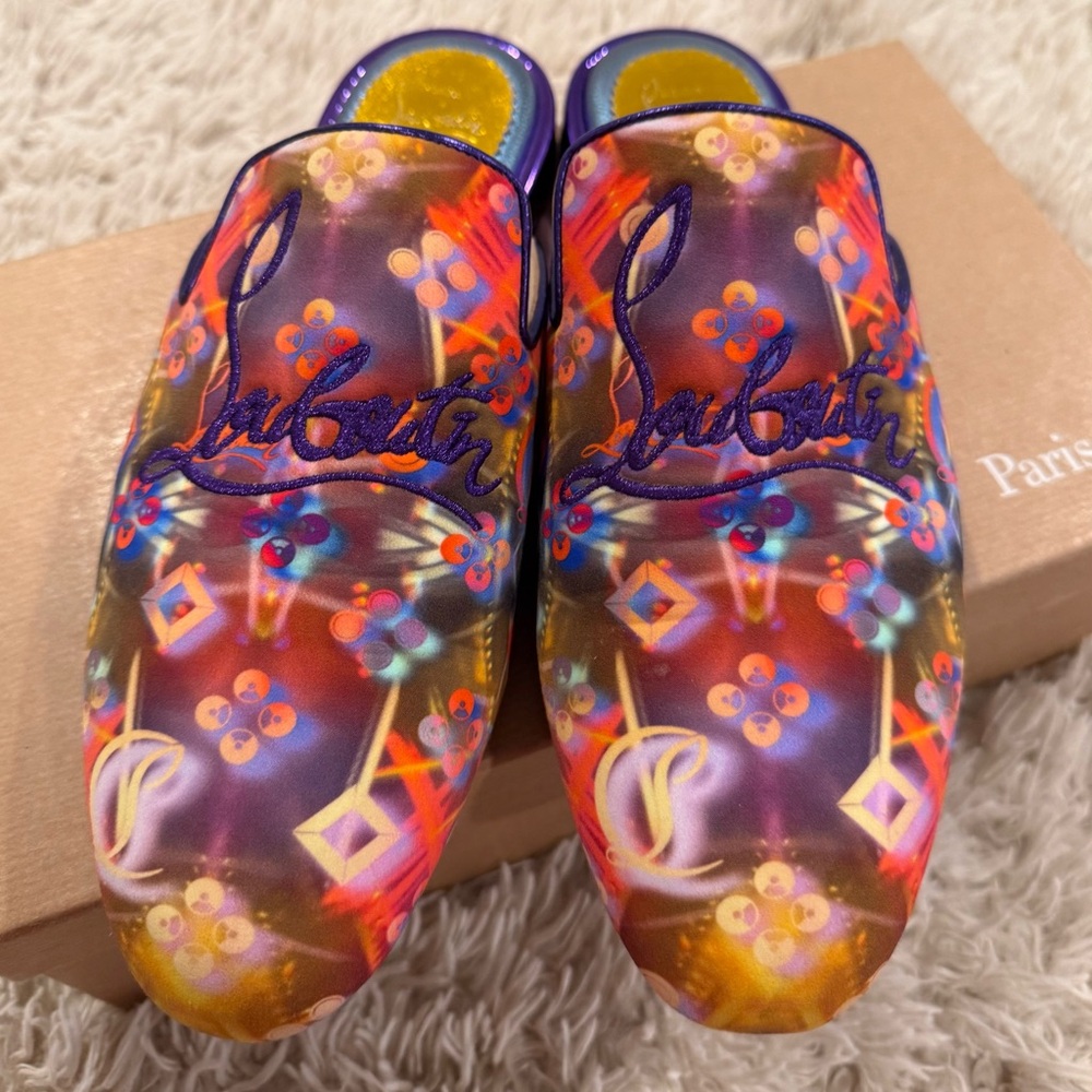 Christian Louboutin Navy Coolito Donna Flat Multi Color 39.5 EUC